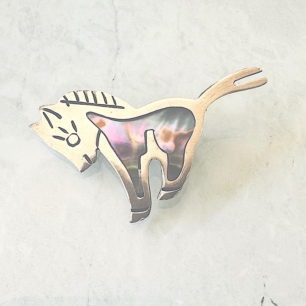 Vintage Sterling Silver with Abalone Donkey Brooch
